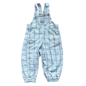 Vintage OshKosh B’gosh Baby B’gosh Kids Baby Blue Plaid Overalls Romper Size 24M